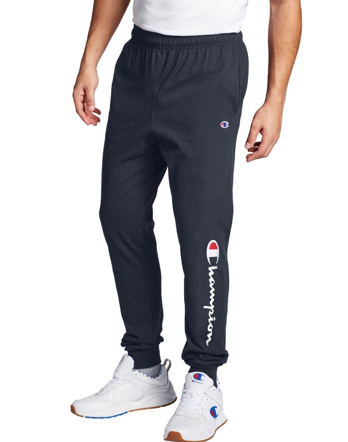 Champion Classic Jersey Script Logo Joggingbroek Heren - Donkerblauw - Belgie 3058YIUDW